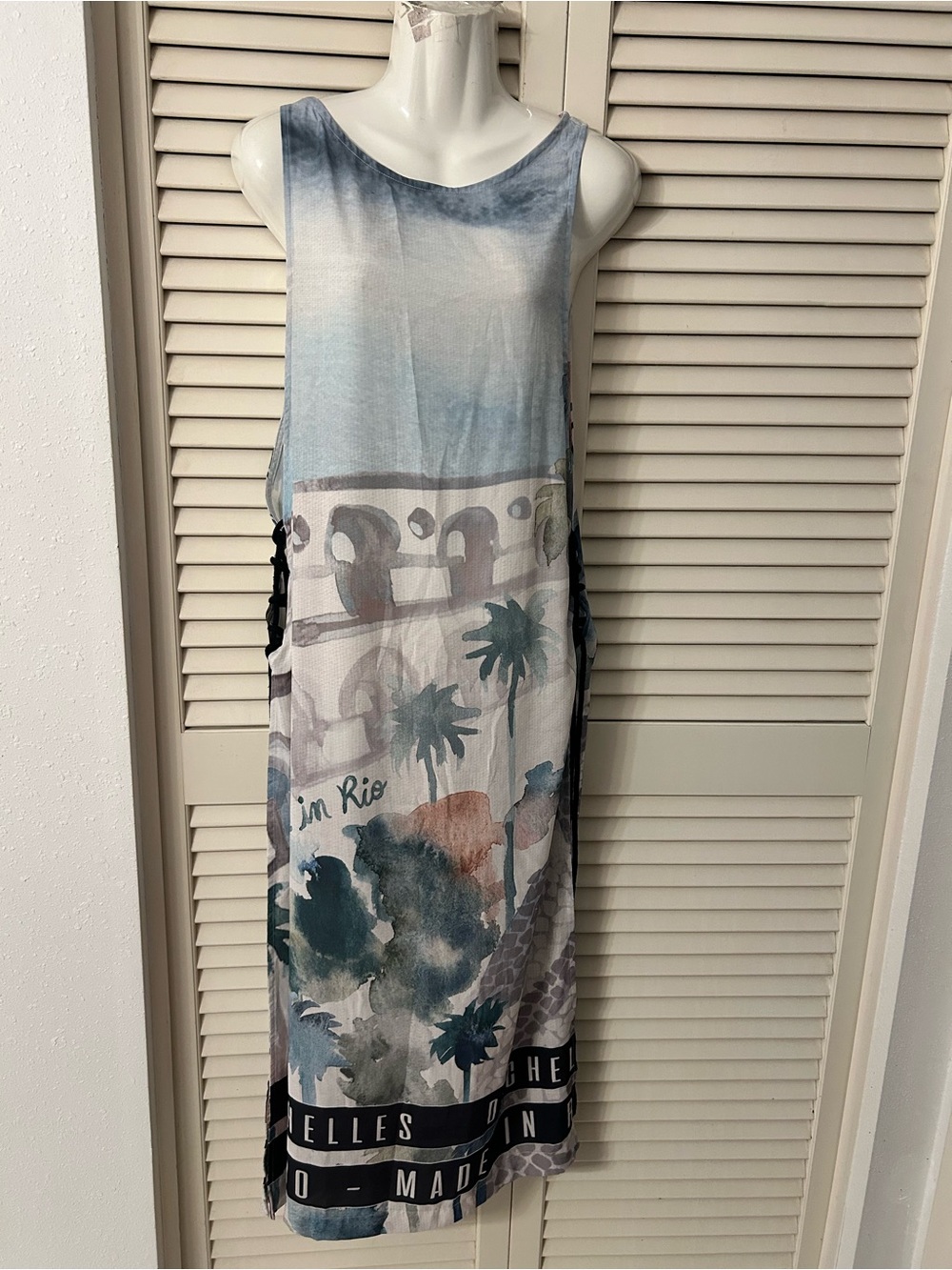 Dechelles Aqua Brazil  Watercolor Maxi Dress in Aqua & Teal - Picture 5 of 12